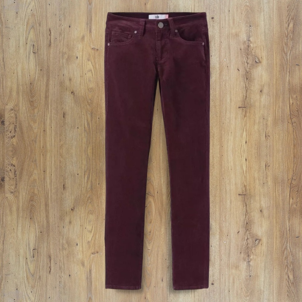CAbi Vino Red (Wine) Skinny Velvety Stretch Corduroy Pant Size 12 - Picture 3 of 7